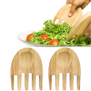 Sagaform Design Salatbesteck Hands, Eiche natur, L 16 x B 11 x H 1,3 cm