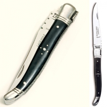 Laguiole Taschenmesser, modern, Griffschalen Ebenholz, Backen Edelstahl satiniert, Maße: Heft L 12 cm, Klinge 10 cm
