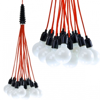 Design Hängelampe/Deckenlampe Bundle, mit roten Kabeln, ohne Leuchtmittel, 15 x E 27