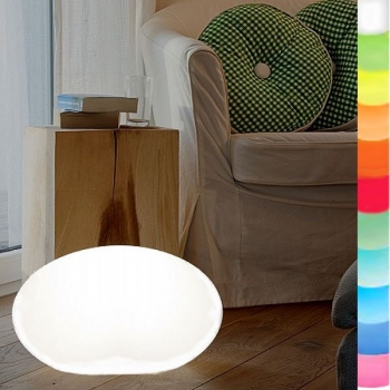 8-Seasons-Design-Leuchtobjekt, Oval, Weiß, L 46 x B 24 x H 42 cm, Indoor/Outdoor, LED-Farbw./Fernbed., CE IP44, Netzstecker, 5 m Kabel
