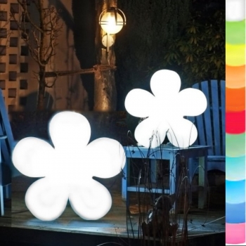 8-Seasons-Design-Leuchtobjekt, Blume, Weiß, Ø 60 x T 14 cm, Indoor/Outdoor, LED-Farbw./Fernbed., CE IP44, Netzstecker, 5 m Kabel