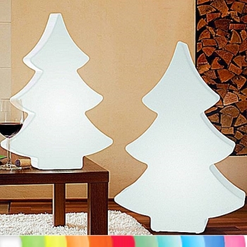 8-Seasons-Design-Leuchtobjekt, Weihnachtsbaum, Weiß, H 78 x B 55 x T 15 cm, Indoor/Outdoor, LED-Farbw./Fernbed., CE IP44, Netzstecker, 5 m Kabel