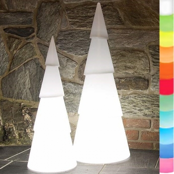 8-Seasons-Design-Leuchtobjekt, Weihnachtsbaum rund, Weiß, Ø 29 x H 75 cm, Indoor/Outdoor, LED-Farbw./Fernbed., CE IP44, Netzstecker, 5 m Kabel