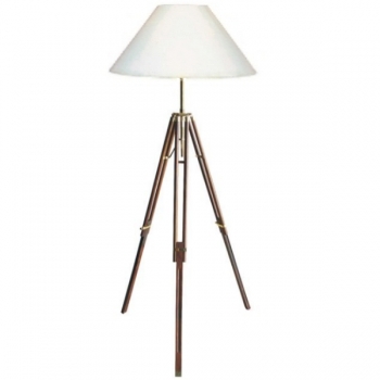 Stativ Stehlampe, Chintz-Schirm, Cremeweiß, Messing/mahagonifarbig, H 166/187 x Ø 50 cm