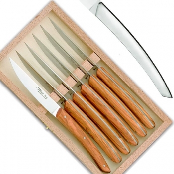 Thiers Steakmesser, 6 Stück in Box, L 23 cm, Edelstahl satiniert