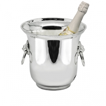 Edzard Champagnerkühler/Weinkühler Capleon mit 2 Ringgriffen, glänzend QualiPlated® versilbert, H 21 x Ø 22 cm